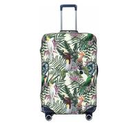 VOSERY Funda para equipaje de viaje, diseño de planta de loro tropical, lavable, apto para equipaje de 45,7 a 81,28 cm, Negro , large