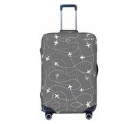 VOSERY Funda para equipaje de viaje, diseño de rutas de avión alrededor del mundo, lavable, para equipaje de 45,7 a 81,3 cm, Negro, Medium