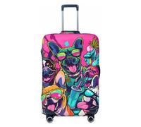 VOSERY Funda para equipaje de viaje, funda lavable para maleta de 18 a 32 pulgadas, diseño de bulldog francés n.º 153, Negro -, S