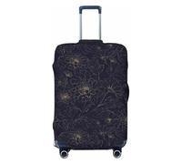 VOSERY Funda para equipaje de viaje, funda protectora lavable para maleta de 18 a 32 pulgadas, diseño de crisantemo brillante, color cobre y dorado, Negro -, M