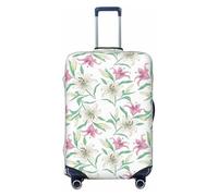 VOSERY Funda para equipaje de viaje, lavable, con diseño de lirios y flores, color rosa y blanco, para equipaje de 45,7 a 81,3 cm, Negro -, XL