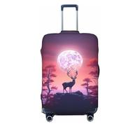 VOSERY Funda para equipaje de viaje, lavable, diseño de árbol rojo, luna, alce, para equipaje de 18 a 32 pulgadas, Negro, Large