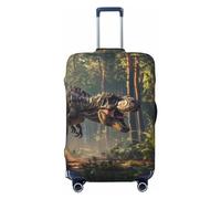VOSERY Funda para equipaje de viaje, lavable, diseño de dinosaurio de la selva, se adapta a equipaje de 18 a 32 pulgadas, Negro, Large