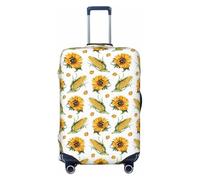 VOSERY Funda para equipaje de viaje, lavable, diseño de girasoles de maíz, se adapta a equipaje de 18 a 32 pulgadas, Negro, X-Large