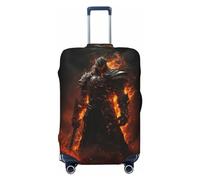 VOSERY Funda para equipaje de viaje, protector de maleta lavable Cool Flame Warrior para equipaje de 18 a 32 pulgadas, Negro, Large