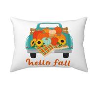 VOSERY Fundas de almohada de tamaño estándar, fundas de almohada de Hello Fall Farm Truck súper suaves con cremallera, transpirables, resistentes a las arrugas y a las manchas, fundas de almohada de