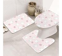 VOSERY Juego de alfombras de baño de 3 piezas, tapetes de baño suaves y lavables para baño, lindo hámster rosa fresa, cubierta de tapa de inodoro en forma de U, tapetes de ducha absorbentes para baño