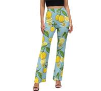 VOSERY Lemon Cute F Flare Leggings para mujer - Pantalones de yoga acampanados de cintura alta para mujer, blanco y negro, M