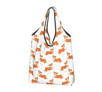 VOSERY Lindo Corgi Dog Divertido Bolsa de Compras Reutilizable para Alimentos Bolsa Plegable con Asas Negro 2 PCS