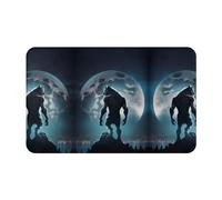 VOSERY Moon Wolf Warrior - Alfombra de baño de 30 x 20 pulgadas, suave, absorbente, antideslizante, lavable a máquina, alfombra de ducha para baño