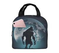 VOSERY Moon Wolf Warrior - Lonchera para mujeres, hombres y adultos, bolsa de almuerzo aislada, a prueba de fugas, reutilizable, de gran capacidad, para el trabajo, oficina, picnic, viajes