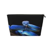 VOSERY Neceser de maquillaje de piel, neceser de viaje, neceser de viaje para mujer, serpiente víbora azul, bolsa de maquillaje, organizador, bonita bolsa de maquillaje, bolsa de maquillaje