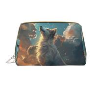 VOSERY Neceser de maquillaje, neceser de viaje, bolsa de aseo para mujer, cielo estrellado, nube, nube, lobo, bolsa de maquillaje, gran capacidad, bolsa de maquillaje, organizador, bonita bolsa de
