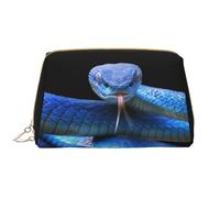 VOSERY Neceser de maquillaje, neceser de viaje, bolsa de aseo para mujer, serpiente víbora azul, bolsa de maquillaje, gran capacidad, bolsa de maquillaje, organizador, bonita bolsa de maquillaje