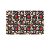 VOSERY Rock Record Skull - Alfombra de baño de 30 x 20 pulgadas, suave, absorbente, antideslizante, lavable a máquina, alfombra de ducha para baño