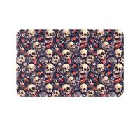 VOSERY Skull Record Rock - Alfombra de baño de 30 x 20 pulgadas, suave, absorbente, antideslizante, lavable a máquina, alfombra de ducha para baño
