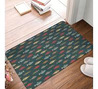 VOSERY Tapete para puerta delantera, interior y exterior, tapete para puerta delantera, diseño de río, peces de agua dulce, fácil de limpiar, 40,6 x 61 cm, tapete para todas las estaciones, entrada al