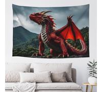 Vosery Tapiz para colgar en la pared, diseño de dragón rojo majestuoso de 152 x 101 cm para dormitorio, estético, bonito tapiz para decoración de pared para dormitorio, sala de estar, interior