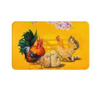 VOSERY The Chicken Family - Alfombra de baño de gallinas y pollitos, 30 x 20 pulgadas, suave, absorbente, antideslizante, lavable a máquina, alfombra de ducha para baño
