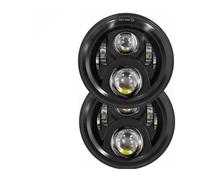 Voseto Moto Faro Faro LED Para Motocicleta De 7 Pulgadas Alto/bajo H4 Halo Ojos Angulares DRL Faros Delanteros(50w light Black)