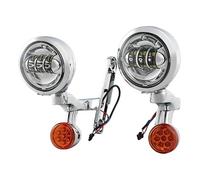 Voseto Moto Faro Para Electra Para Street Para Glide Para FLHX Para Road King 97-13 Soporte Carcasa Luz Antiniebla Auxiliar Para Faro LED Señal Giro Motocicleta Faros Delanteros(A color)