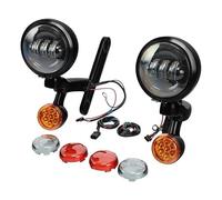 Voseto Moto Faro Para Electra Para Street Para Glide Para FLHX Para Road King 97-13 Soporte Carcasa Luz Antiniebla Auxiliar Para Faro LED Señal Giro Motocicleta Faros Delanteros(D color)