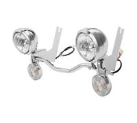 Voseto Moto Faro Para Road King Para Electra Para Glide 1994-2012 Luz Antiniebla Conducción Con Señal Giro Y Soporte Para Motocicleta Faros Delanteros(Cromo)
