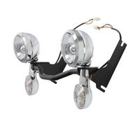 Voseto Moto Faro Para Road King Para Electra Para Glide 1994-2012 Luz Antiniebla Conducción Con Señal Giro Y Soporte Para Motocicleta Faros Delanteros(Black and Chrome)