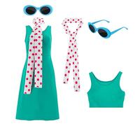 Voslett Lucy Wilde - Disfraz de lunares para mujer, marco azul, gafas, Halloween, carnaval, eventos, fiestas, cosplay, talla S