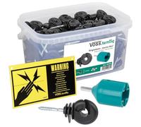 VOSS.farming 150x Anillo aislador para Hilo, Cinta, Cable para Pastor eléctrico, con Tornillo para Madera + Accesorio para Montaje