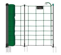 VOSS.farming Malla para ovejas Premium farmNET+, 50m, 90cm, Valla eléctrica con 20 Postes, Doble Punta, Verde, cercado para Perros, Adapta como Agility