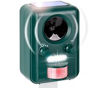 VOSS.sonic 2000 Repelente ahuyentador de Animales a Pilas (Solar) ahuyenta Gatos, Perros, roedores, Aves y Animales Salvajes con ultrasonido y Flash Luminoso