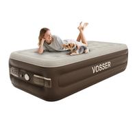 VOSSER Colchón inflable de tamaño individual con bomba recargable desmontable, para camping y uso doméstico, diseño portátil, soporta hasta 330 libras máx