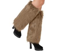 Vossmi Calentadores Piernas Mujer Leg Warmers Winter Fur Warm Y2k Boot Sleeves Calcetines CáLidos para Las Piernas Primavera,Caqui