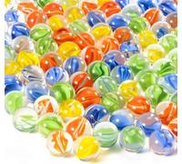 VOSSOT 100 Canicas de Cristal de 14 mm, Canicas de Vidrio Coloridas para Familia, Escuela y Exteriores - Decoración Versátil con Bolas de Vidrio para Jarrones, Acuarios