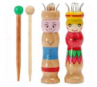 VOSSOT 2 PCS Crochet Kit Principiantes, Lana de Punto con Aguja de Ganchillo, Kit Agujas Crochet con 4 Ganchos Muñecas de Punto, de Madera para Lana Manualidades Artesanía Kit Crochet
