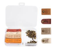 VOSSOT 20 etiquetas hechas a mano con remaches, 4 estilos, etiquetas de cuero hechas a mano, etiquetas personalizadas de piel sintética suave, etiquetas de cuero hechas a mano "Made With Love"