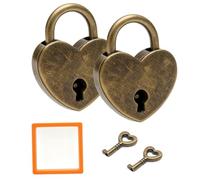VOSSOT 2PCS Candados Corazón Vintage con Llave, Mini Candado Romántico Retro Acero, Candado Decorativo Corazón Joyero, Diario, Cajón, Armario, Regalo Pareja, San Valentín, Aniversario, Boda