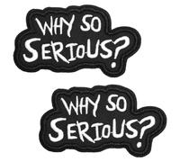 VOSSOT 2PCS Parche Divertido “Why So Serious” Bordadas con Hook y Loop - Parche Moral Táctico para Mochila, Chaqueta, Cosplay, Hombres, Ropa Urbana, Estilo Joker