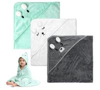 VOSSOT 3 Piezas Toallas de Baño con Capucha, 80 x 80 cm Toalla de Baño con Capucha para Bebé, Toalla Bebe Regalo Recien Nacido Niño Toallas Bebe con Capucha de Animales 0-3 Años Capa de Baño Bebé