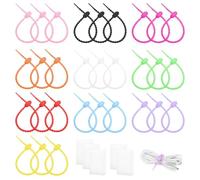 VOSSOT 30 bridas de silicona coloridas, 22 cm bridas de silicona reutilizables con 5 cajas de plástico, Para Bridas de Bolsas de Alimentos, Bridas de Cables