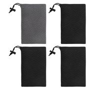 VOSSOT 4 Bolsas de Malla con Cordón - Mini Bolsas 10x15.5cm Fabricado con Material de Fibra de Poliéster para Móvil, Powerbank, Auriculares y Accesorios - Funda para Teléfono con Monedero Colgante
