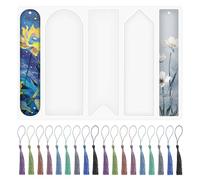 VOSSOT 5PCS Moldes de silicona Para Marcapáginas Resina Epoxi Kit Moldes Creativos DIY Con 20 Borlas Decorativas Manualidades Para Regalo Personalizado Hecho Mano niños Adultos Lectura