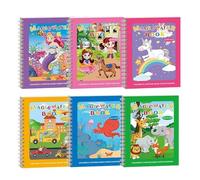 VOSSOT 6 pcs libro pintar con agua con bolígrafo de agua Para niños y niñas, libro magico agua ideal para pintar en cualquier lugar, con efecto grafiti acuático, coloring book para usar repetidamente