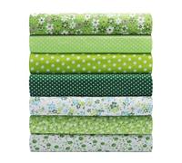 VOSSOT 7 pcs telas para patchwork 50 x 50 cm para coser, con patrón de plantas y tijeras, paquete de telas de algodón para patchwork. Costura y manualidades tela DIY para niños y adultos, decoración