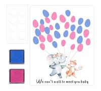 VOSSOT Árbol de Huellas Dactilares para Fiesta de revelación de género, Baby Shower con Tema género del bebé Libro de visitas con Huellas Dactilares para revelación de género Género Cartel