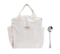 VOSSOT Bolsa Termica, Fiambrera Reutilizable con Aislamiento, 12L Lunch Bag on The Go Bolsa de Picnic Ligera de Gran Capacidad para Picnic Escuela Trabajo, con Cuchara(Cordón Pana Beige)