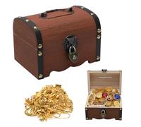 VOSSOT Caja con candado,Cofre del Tesoro de Madera para niños. Hucha pequeña y Creativa con Llave,Caja Madera con Tapa Ideal para Guardar y Decorar, cumpleaños Infantil