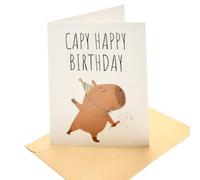 VOSSOT Capybara Feliz Cumpleaños Tarjetas con Sobres, Arjeta Cumpleaños Original, Tarjeta Felicitacion Cumpleañoss Tarjeta de Felicitación Cumpleaño para Feliz Cumpleaño a Familias Amigos