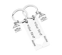 VOSSOT Casa colgante llavero 2 piezas Nuestra primera casa llavero regalo Housewarming Casa nueva decoración hogar joyería anillos clave para el nuevo propietario esposa marido